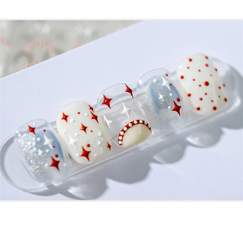 Neon Star Nail Art Stickers Adhesive Embossed Cross Star Sticker Decals TS847