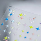 Neon Star Nail Art Stickers Adhesive Embossed Cross Star Sticker Decals TS847