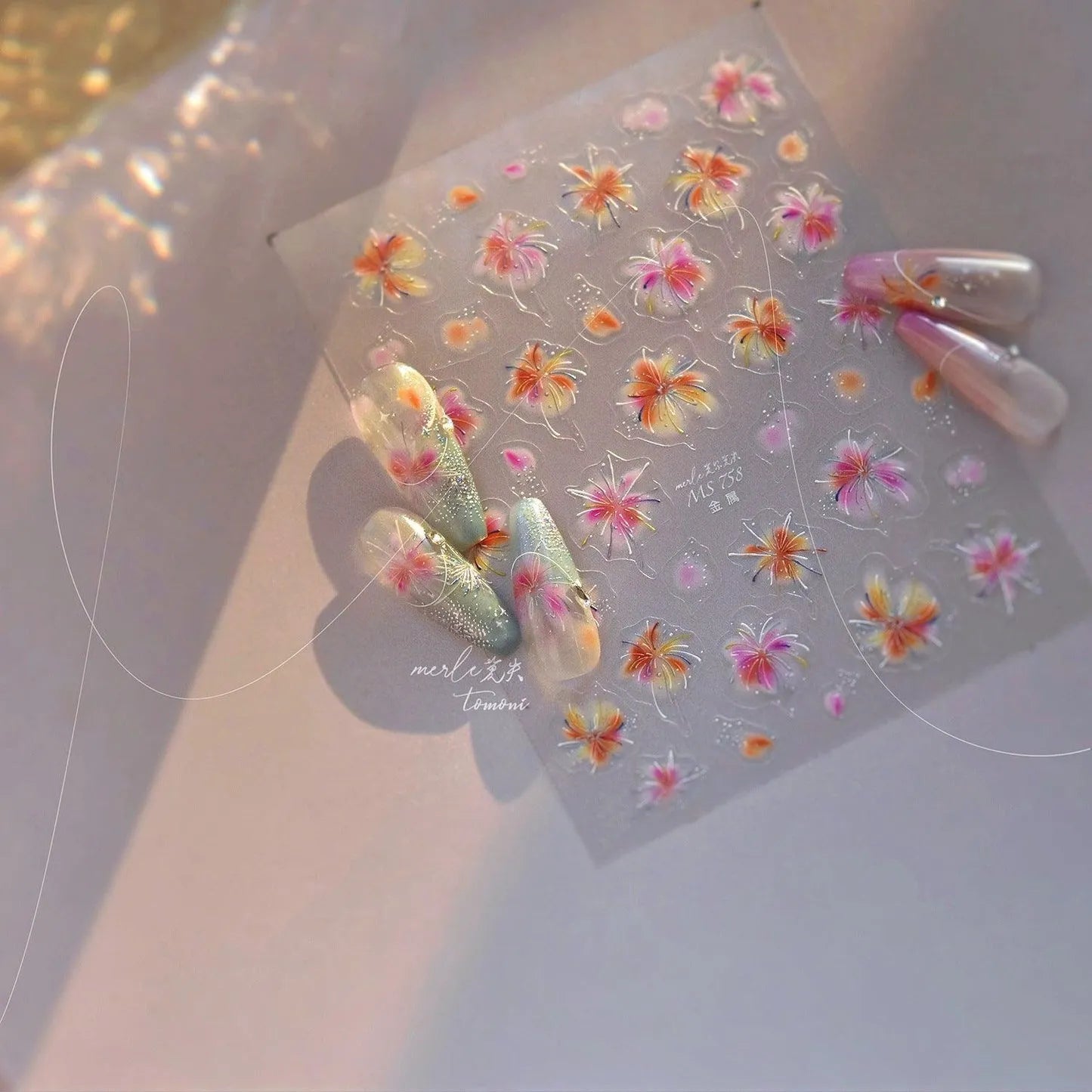 New Year Fireworks Nail Art Stickers Adhesive Embossed Artillery Sticker Decals 