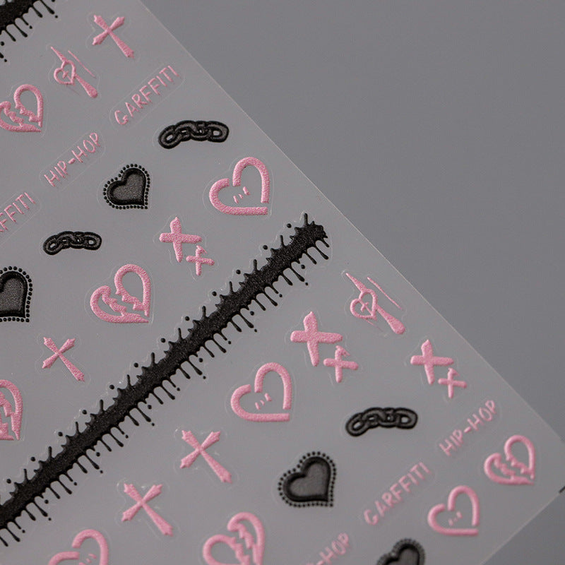 NailMAD Nail Art Stickers Adhesive Slider Graffiti Heart Sticker Decals - Nail MAD