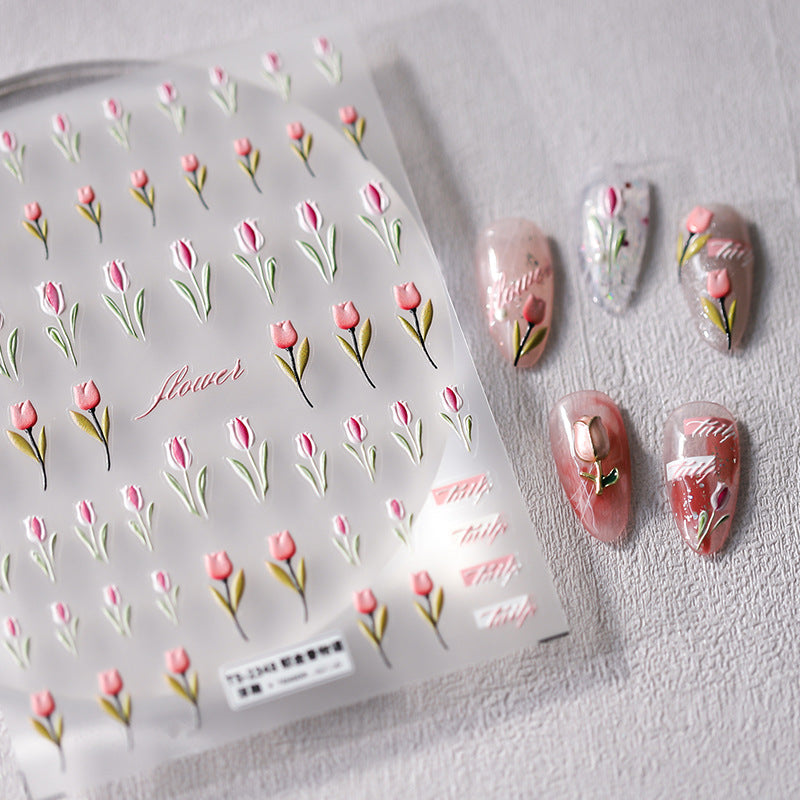 Tensor Nail Art Stickers Embossed Tulips Sticker Decals TS2347 - Nail MAD