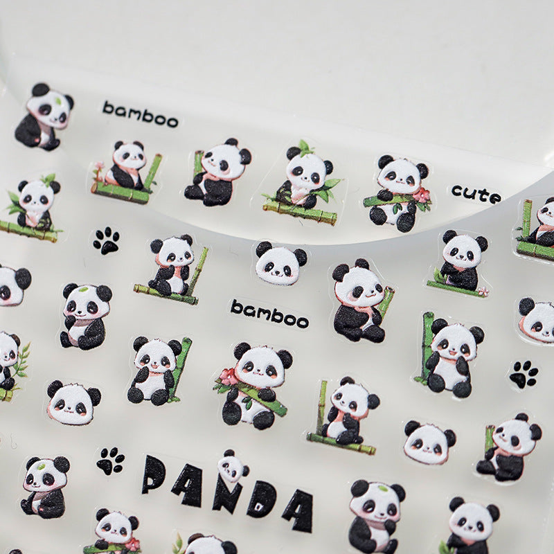 Tensor Nail Stickers Embossed Bamboo Pandas - Nail MAD