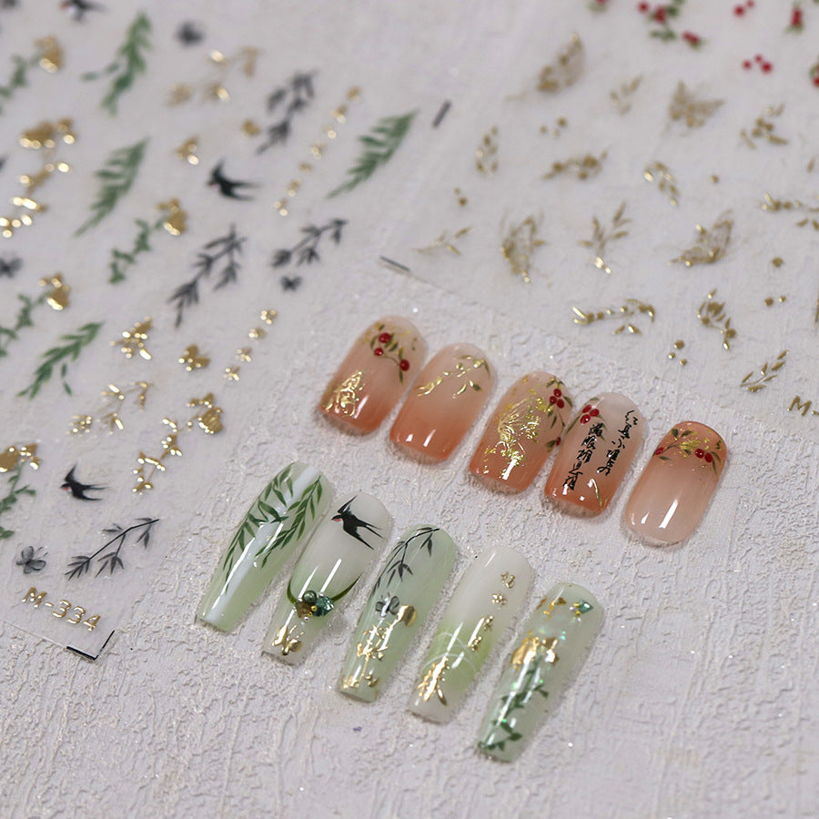 NailMAD Nail Art Stickers Adhesive Slider Metal Colors Spring Embossed Sticker Decals M325 - Nail MAD