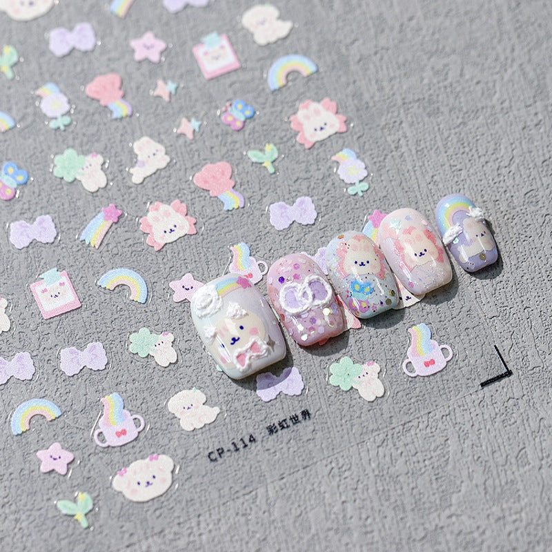 NailMAD Nail Art Stickers Adhesive Slider Embossed Cartoon Bear Sticker Decals CP114 - Nail MAD