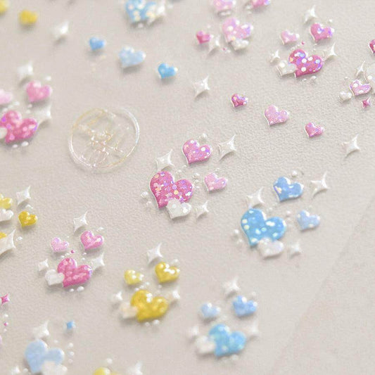 Laser Dots Love Heart Nail Art Stickers Adhesive Embossed Sticker Decals to3240 - Nail MAD