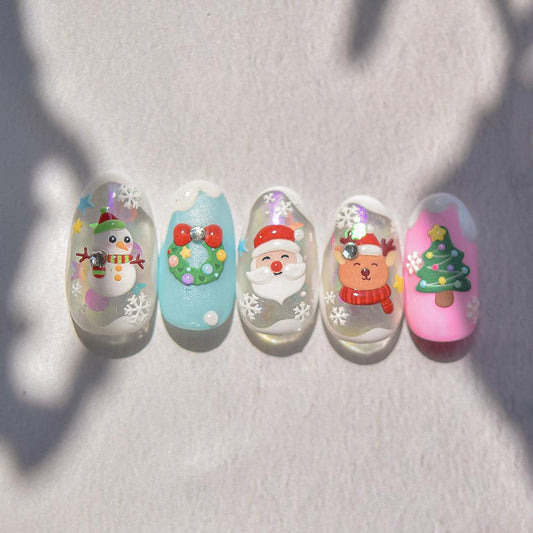 Santa Clause Nail Art Stickers Xmas Tree Embossed Snowman Sticker Decals to4455