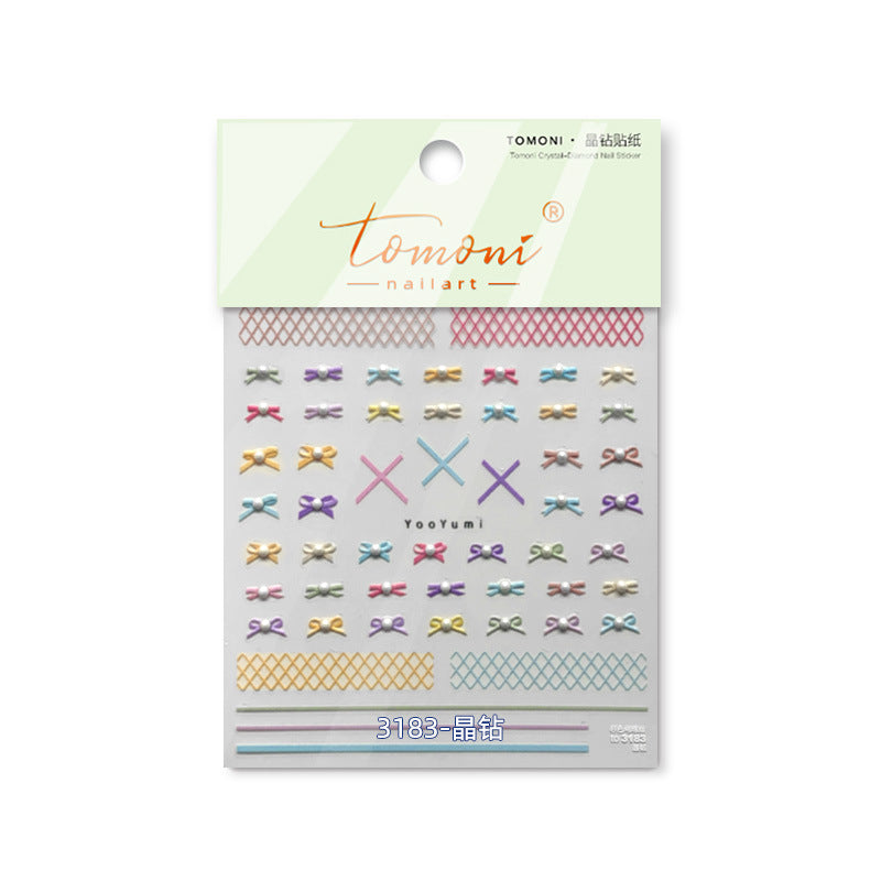 Bow Lace Peals Nail Art Stickers Adhesive Embossed Sticker Decals MS399