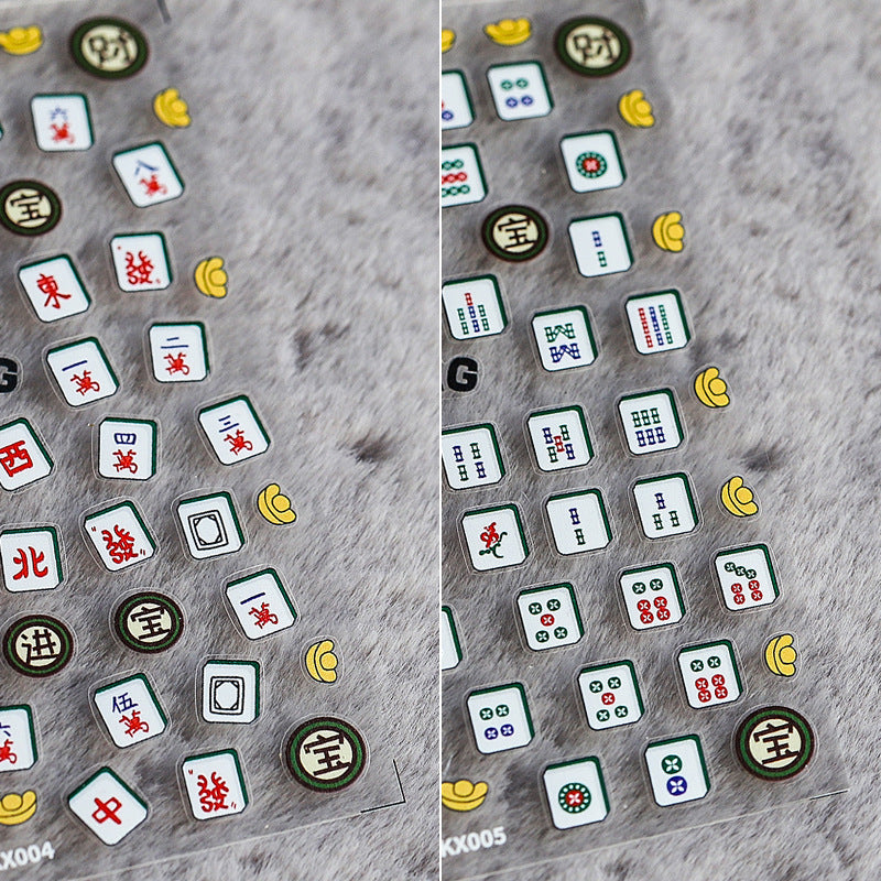 NailMAD Nail Art Stickers Adhesive Slider Embossed Mahjong Sticker Decals - Nail MAD