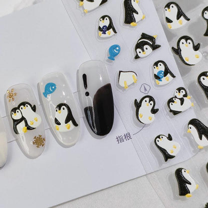Tensor Nail Art Stickers Cute Penguin Sticker Decals - Nail MAD