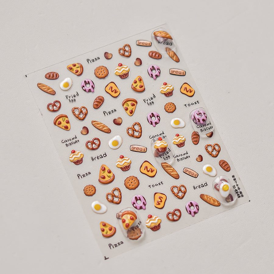 NailMAD Cupcake Dessert Nail Art Stickers Adhesive Jelly Donuts Embossed Sticker Decals to4245