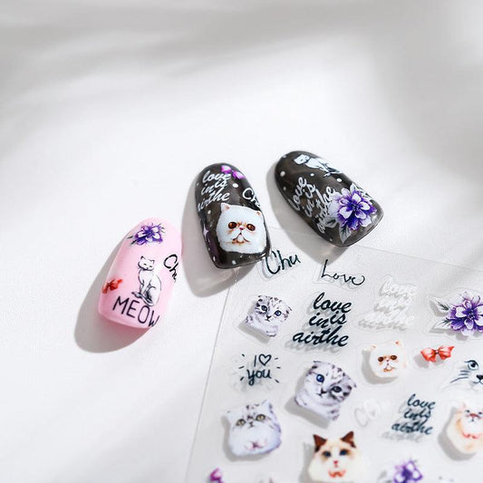 Tensor Nail Art Stickers Lovely Cat Sticker Decals TS1770 - Nail MAD