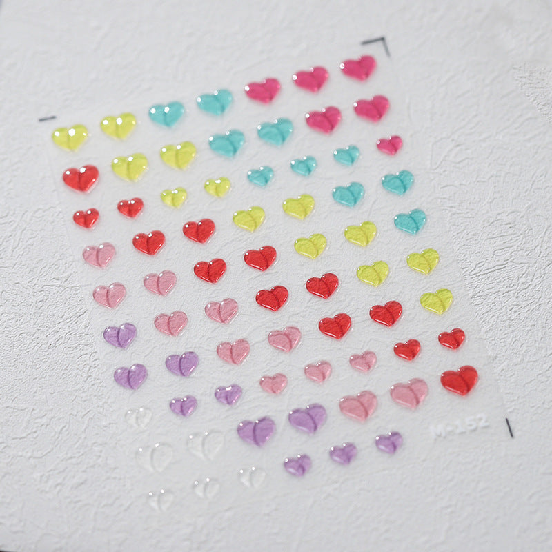 NailMAD Nail Art Stickers Adhesive Slider Candy Colors Love Heart Jelly Sticker Decals M152 - Nail MAD
