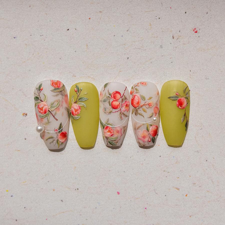 Fruit Nail Art Stickers Adhesive Peach Leaf Sticker Decals to3881