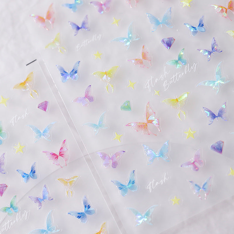 Tensor Nail Art Stickers Shiny Butterfly Embossed Sticker Decals - Nail MAD