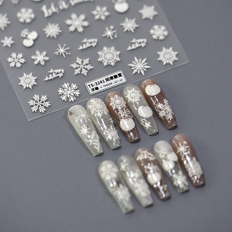 Tensor Nail Art Stickers Winter Snowflake Embossed Sticker Decals - Nail MAD