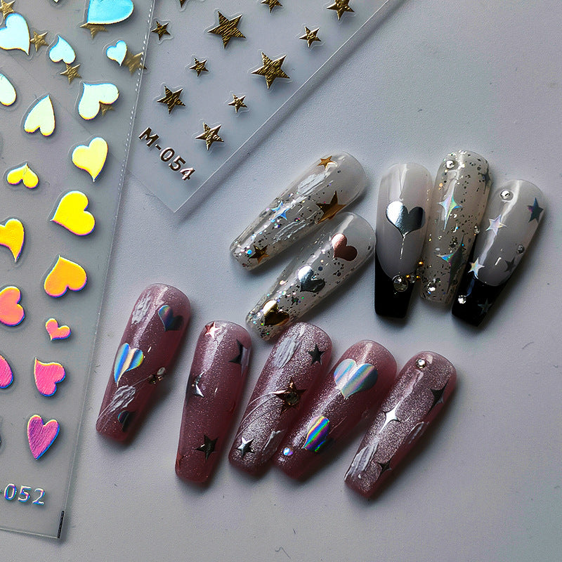 Tensor Nail Art Stickers Metal Effect Star Heart Shape Sticker Decals - Nail MAD