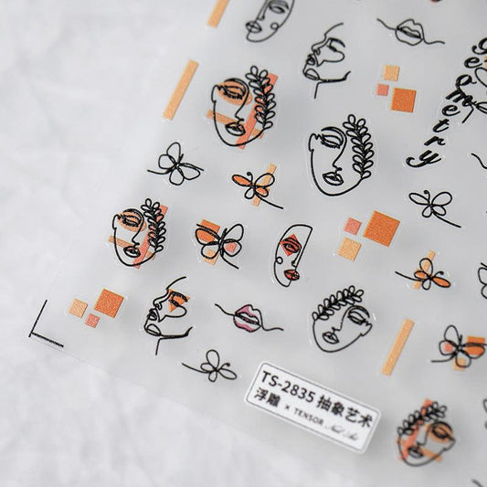 Tensor Nail Art Stickers Embossed Abstract Women Sticker Decals TS2835 - Nail MAD