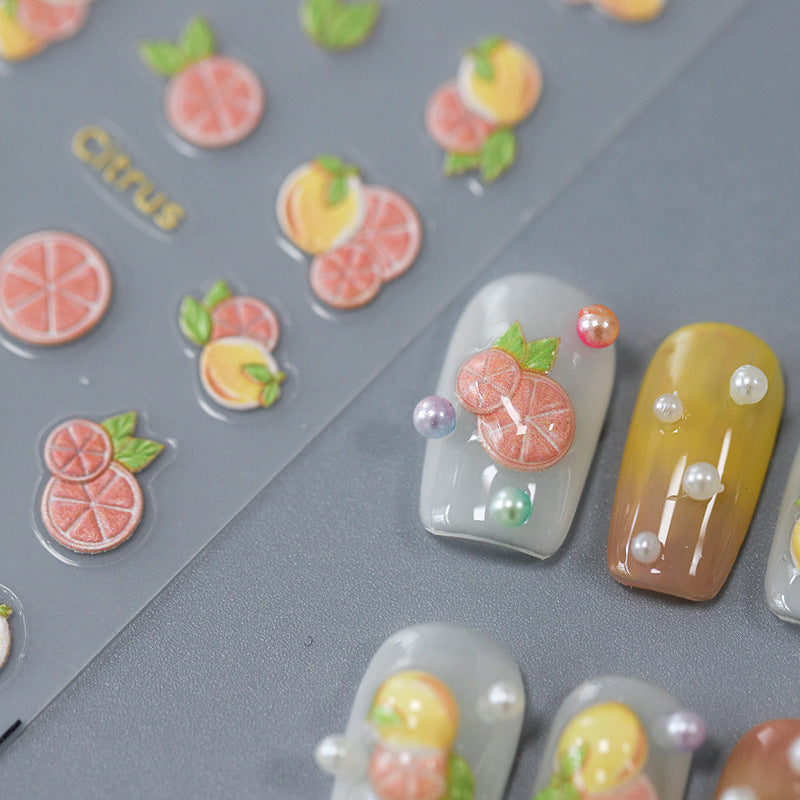 Tensor Nail Art Stickers Grapefruit Embossed Sticker Decals - Nail MAD