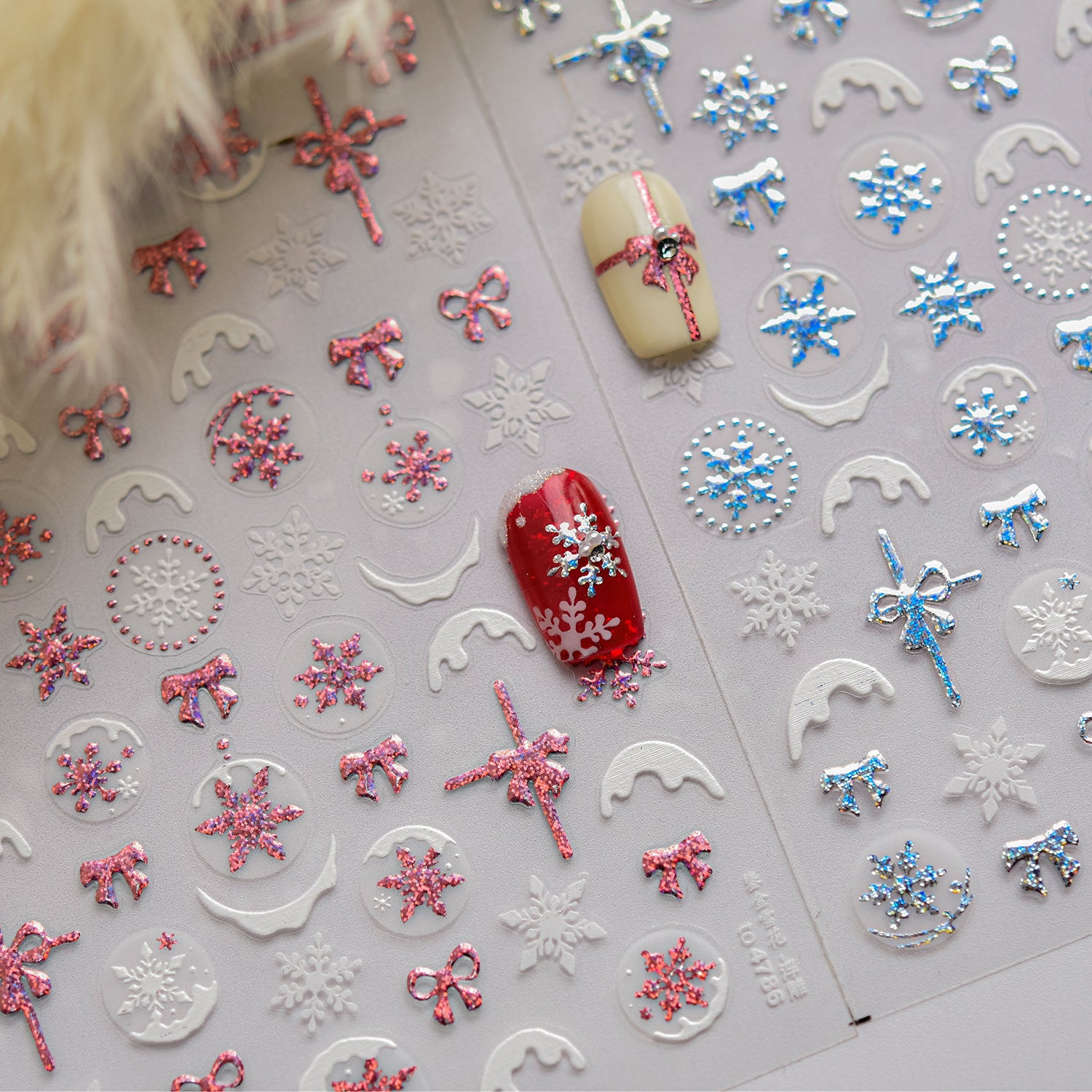 Winter Snowflake Nail Art Stickers Adhesive Embossed Sticker Decals to4786