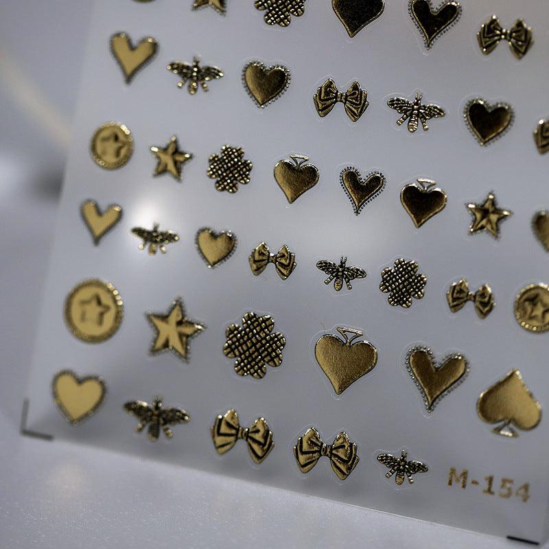 Tensor Nail Art Stickers Retro Gold Metal Embossed Sticker Decals M154 - Nail MAD