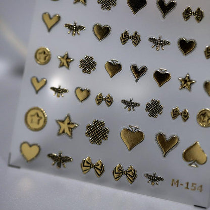 Tensor Nail Art Stickers Retro Gold Metal Embossed Sticker Decals M154 - Nail MAD
