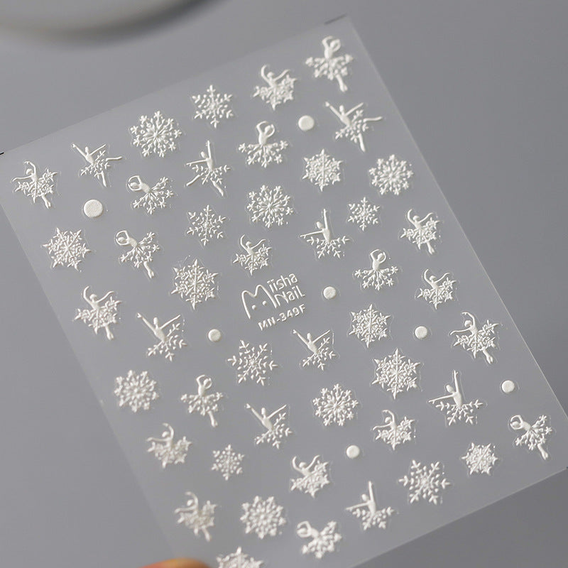 Tensor Nail Stickers Embossed Winter Snowflake MN348 - Nail MAD