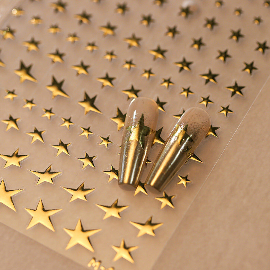 NailMAD Metal Star Nail Art Stickers Adhesive Gold Star Sticker Decals M417