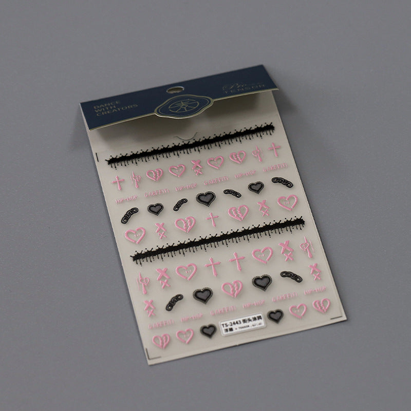 NailMAD Nail Art Stickers Adhesive Slider Graffiti Heart Sticker Decals - Nail MAD