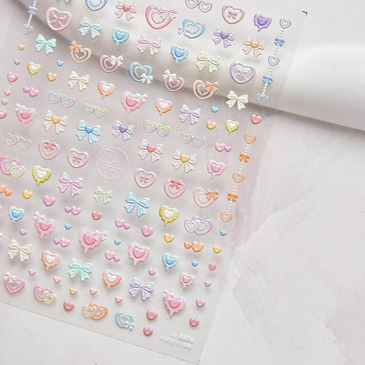 Candy Bowtie Nail Art Stickers Adhesive Embossed Love Bow Sticker Decals to3976 - Nail MAD