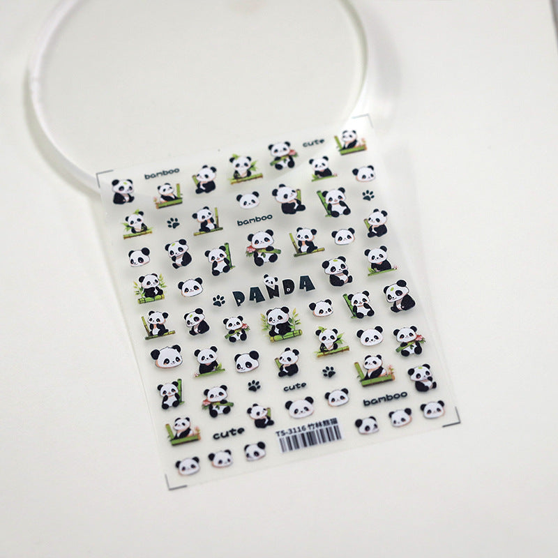 Tensor Nail Stickers Embossed Bamboo Pandas - Nail MAD