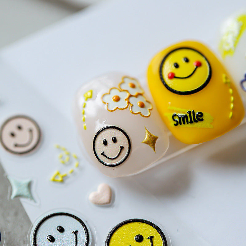 Tensor Nail Art Stickers Smile Face Embossed Sticker Decals - Nail MAD