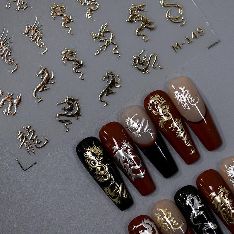 Tensor Nail Art Stickers Metal Color Dragon Sticker Decals M149 - Nail MAD
