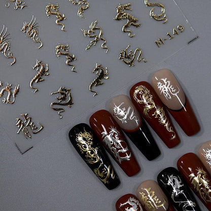 Tensor Nail Art Stickers Metal Color Dragon Sticker Decals M149 - Nail MAD