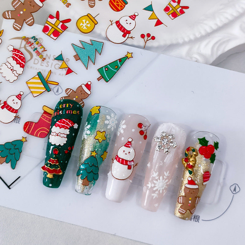 Tensor Nail Stickers Embossed Christmas Tree with Snowflake TS1950 - Nail MAD