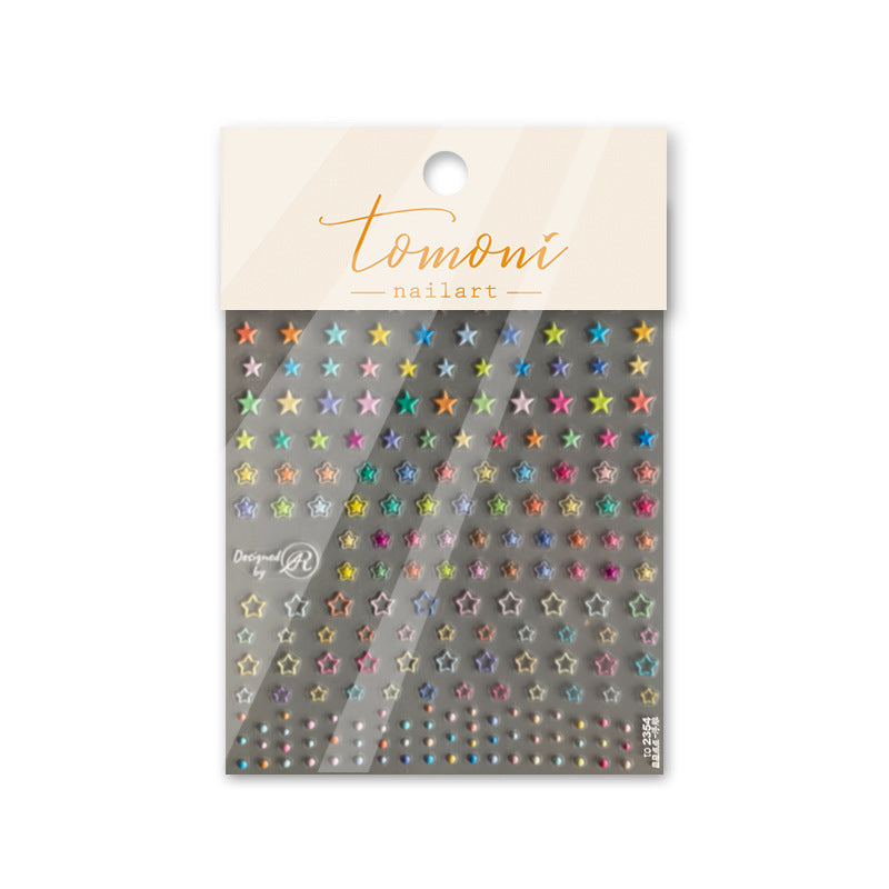 Mini Heart Stars Nail Art Stickers Colorful Star Dots Adhesive Embossed Sticker Decals to2350