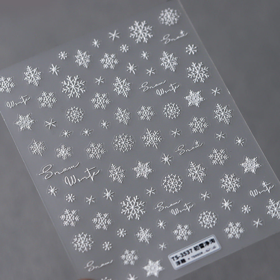 NailMAD Nail Art Stickers Adhesive Slider Embossed Snowflake Sticker Decals TS3537 - Nail MAD
