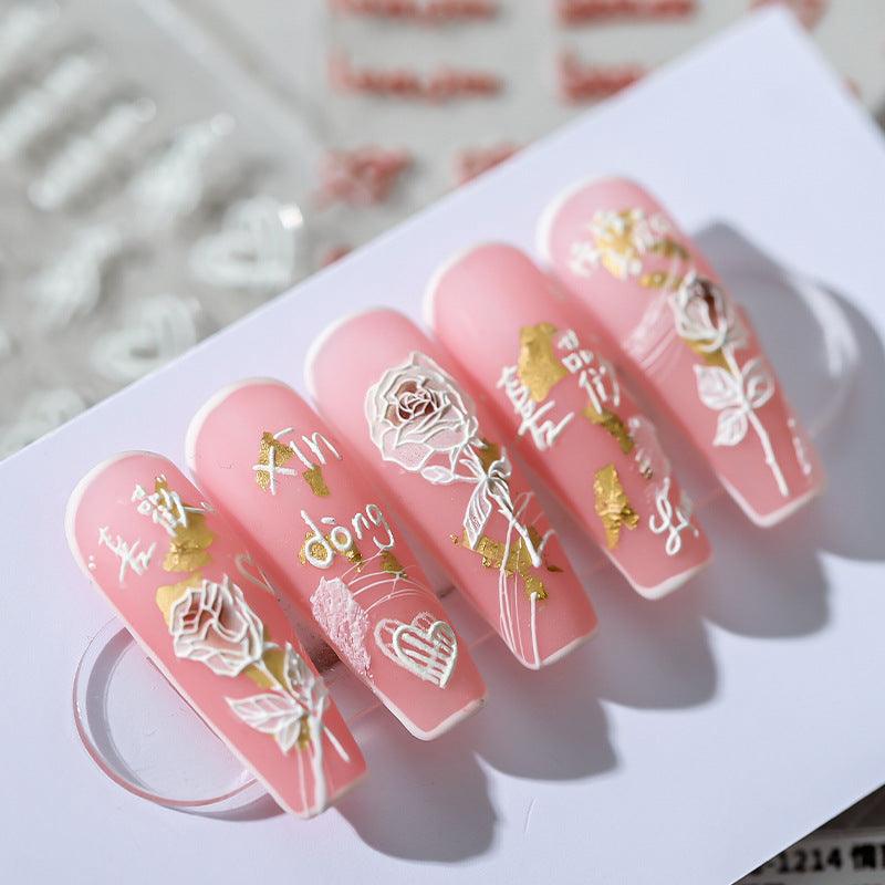 Tensor Nail Stickers Embossed Rose Flower TS1214 - Nail MAD