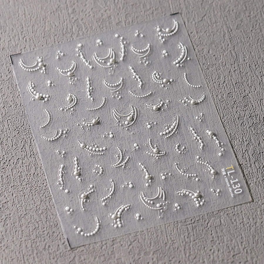 NailMAD Nail Art Stickers Adhesive Slider Embossed Pearl Lace Sticker Decals TL121 - Nail MAD