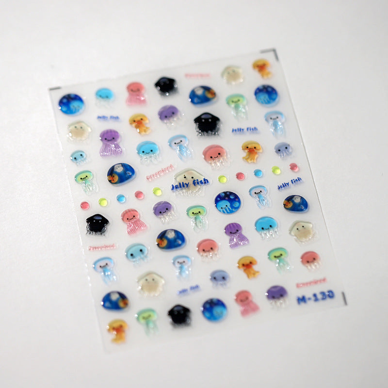 NailMAD Jellyfish Cartoon Nail Art Stickers Adhesive Cute Summer Sea Sticker Decals M130