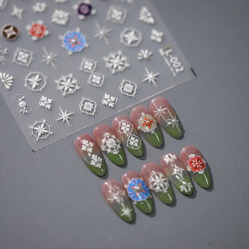 NailMAD Nail Art Stickers Adhesive Slider White Embossed Sticker Decals TL002 - Nail MAD