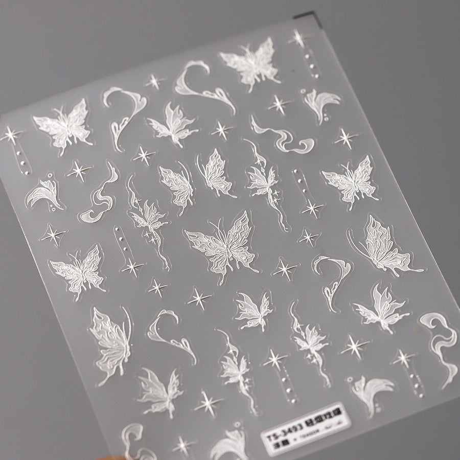NailMAD Nail Art Stickers Adhesive Slider Embossed Butterfly Sticker Decals TS3492 - Nail MAD
