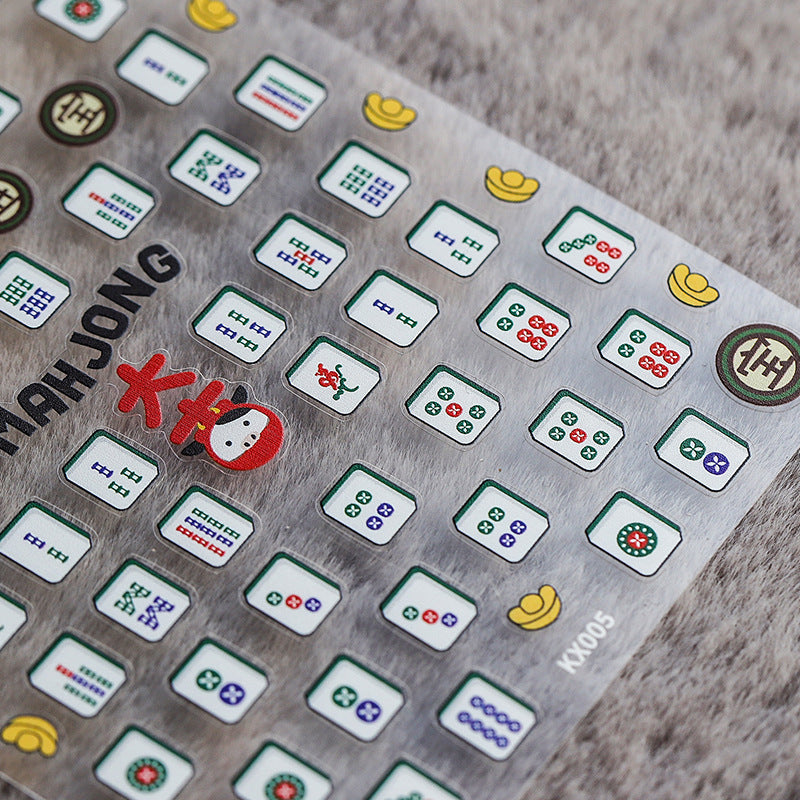 NailMAD Nail Art Stickers Adhesive Slider Embossed Mahjong Sticker Decals - Nail MAD