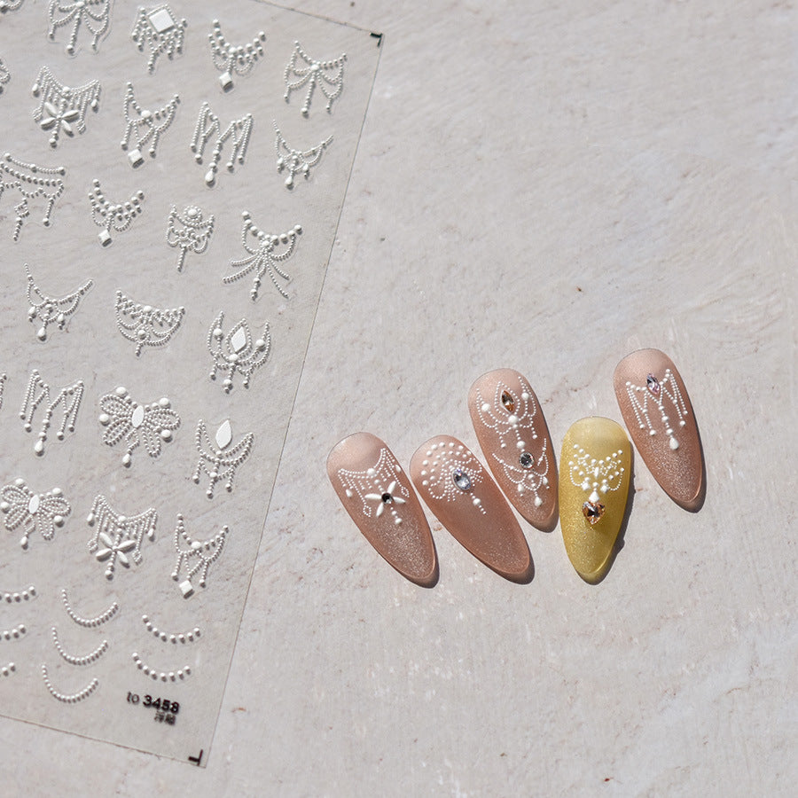 NailMAD Gold Necklace Nail Art Stickers Adhesive Embossed Line Dots Sticker Decals to3457
