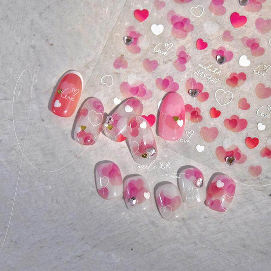 Love Heart Nail Art Stickers Valentine's Day Adhesive Sticker Decals MS427 - Nail MAD