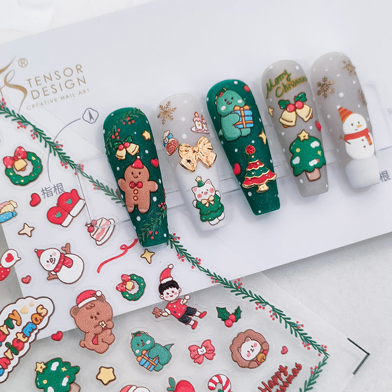 Tensor Nail Stickers Embossed Merry Christmas Snowflake TS1871 - Nail MAD