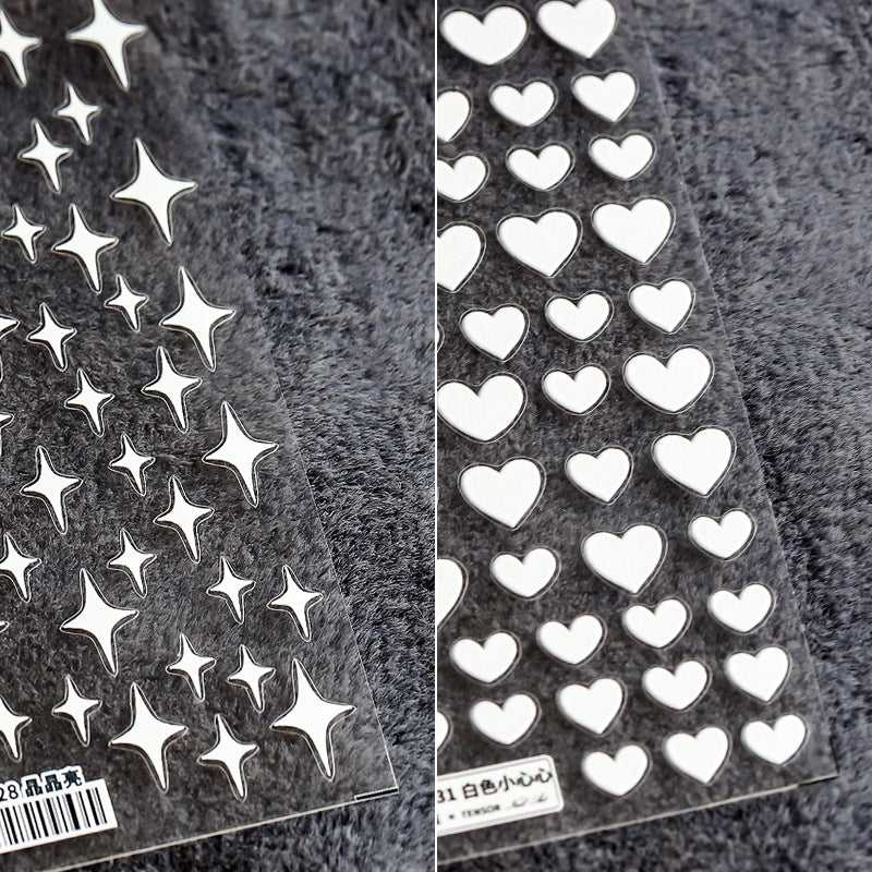 Tensor Nail Art Stickers Love Heart Stars Embossed Sticker Decals - Nail MAD