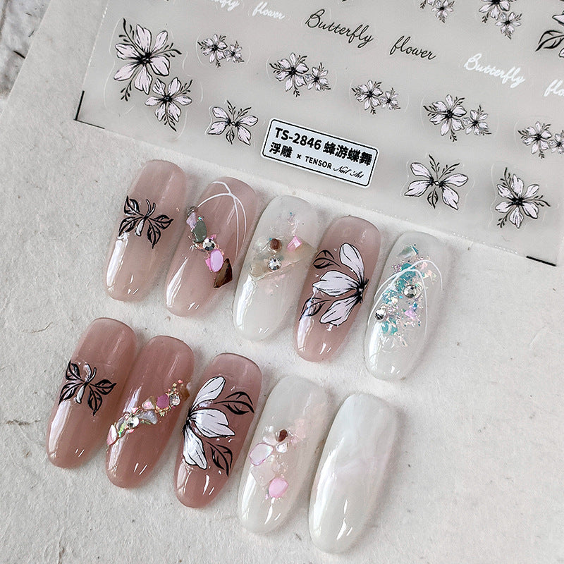 Tensor Nail Art Stickers Flowers Leaf Sticker Decals - Nail MAD