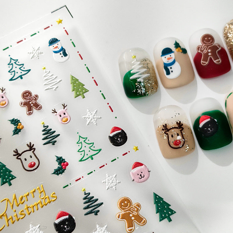 Tensor Nail Stickers Embossed Christmas Tree Elk - Nail MAD