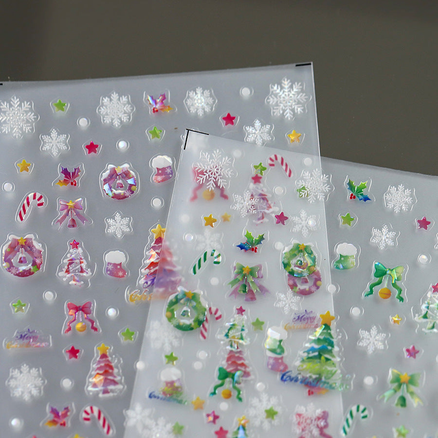 NailMAD Nail Art Stickers Adhesive Slider Embossed Xmas Tree Sticker Decals M253 - Nail MAD