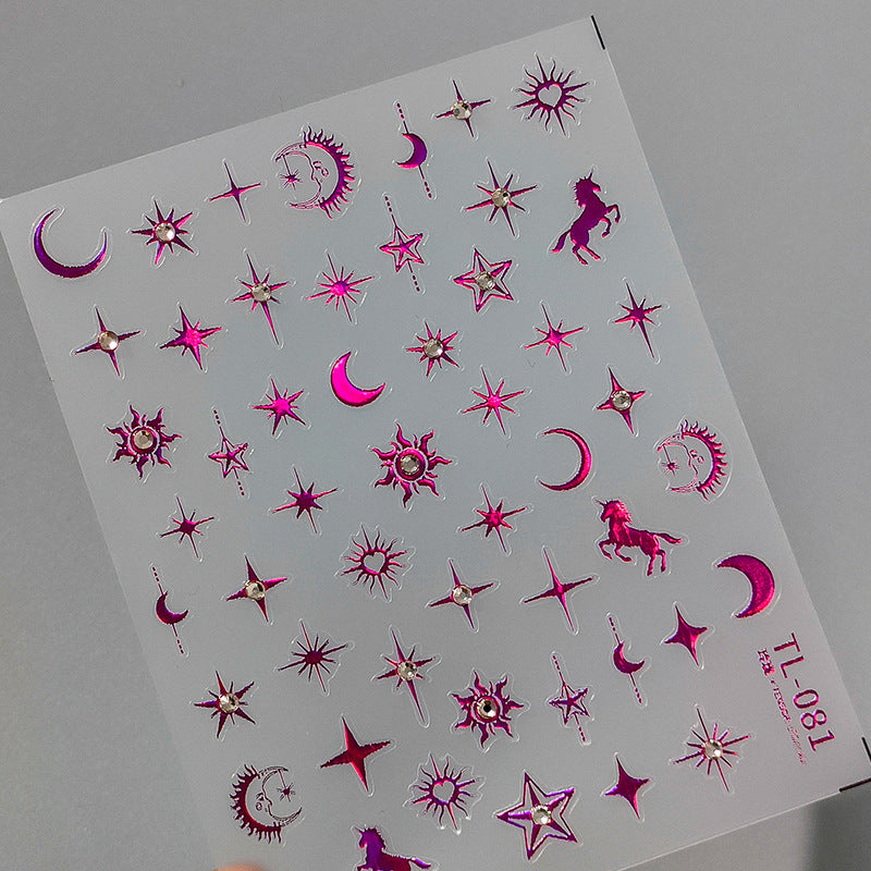 Tensor Nail Art Stickers Star Moon Sun With Rhinestones Sticker Decals - Nail MAD